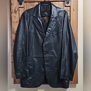 Reed Sportswear Vintage Black Leather 2 Button Blazer Jacket Size M/L